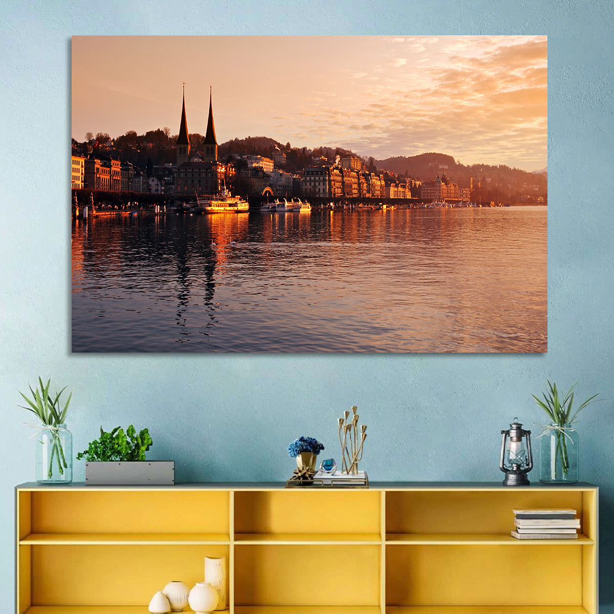 Lucerne Lake Sunset Skyline Wall Art