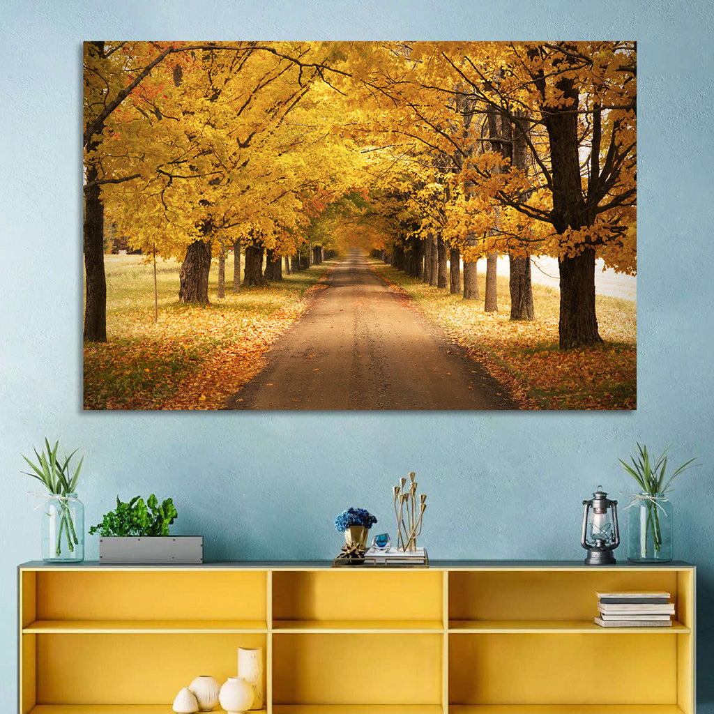 Golden Autumn Road Wall Art