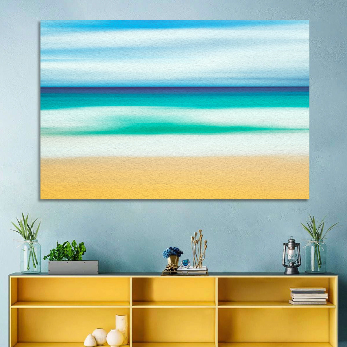 Sand and Surf Abstraction Wall Art in a room, landscape