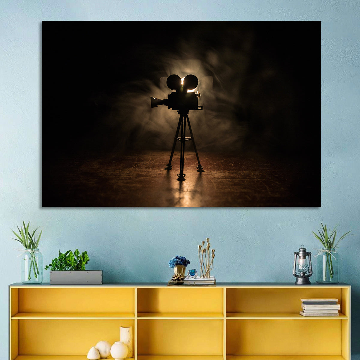 Backlit Vintage Movie Camera Wall Art