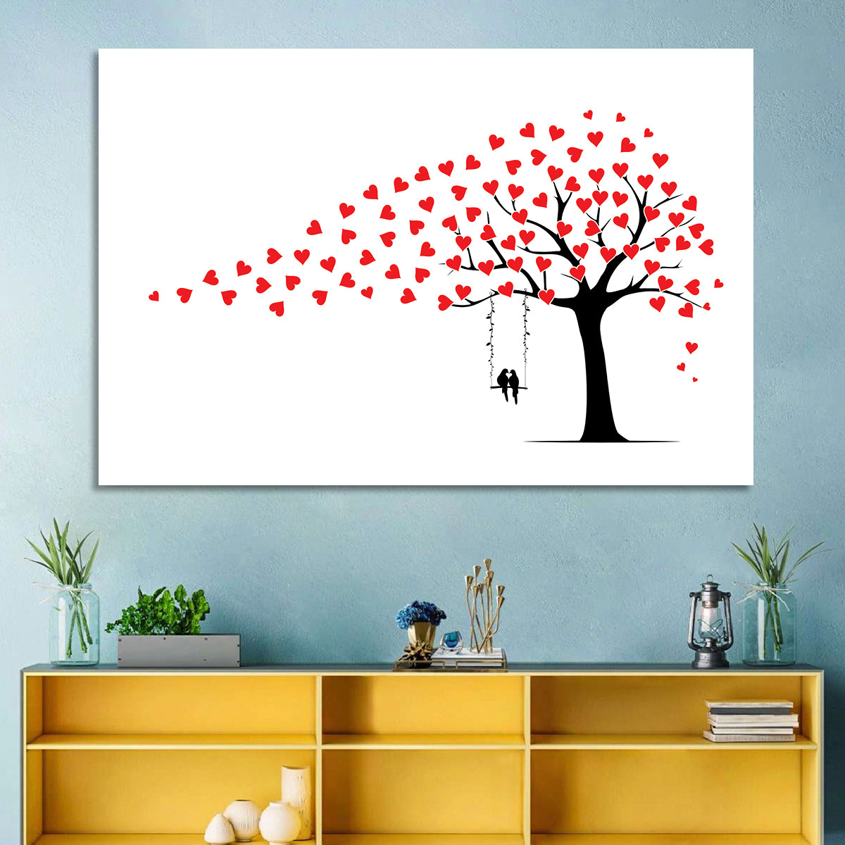 Heart Leaf Tree Silhouette Wall Art