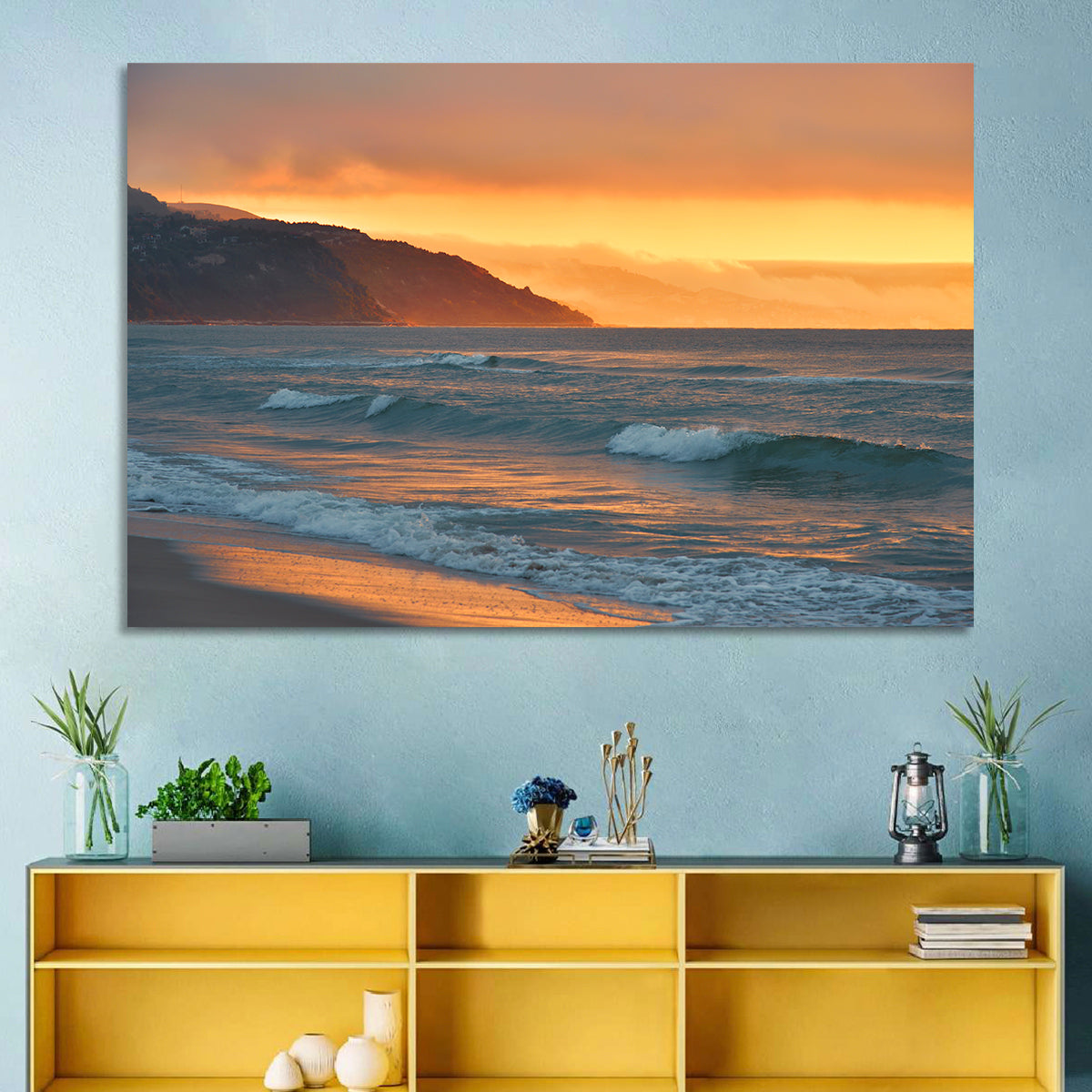Cliffside Sunset Over Ocean Wall Art