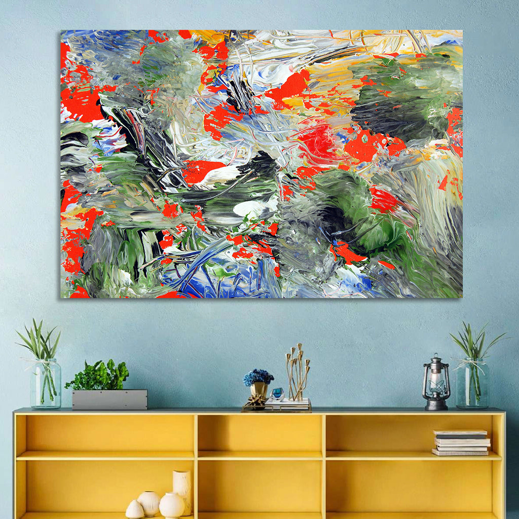 Melting Green Impasto Abstract Wall Art
