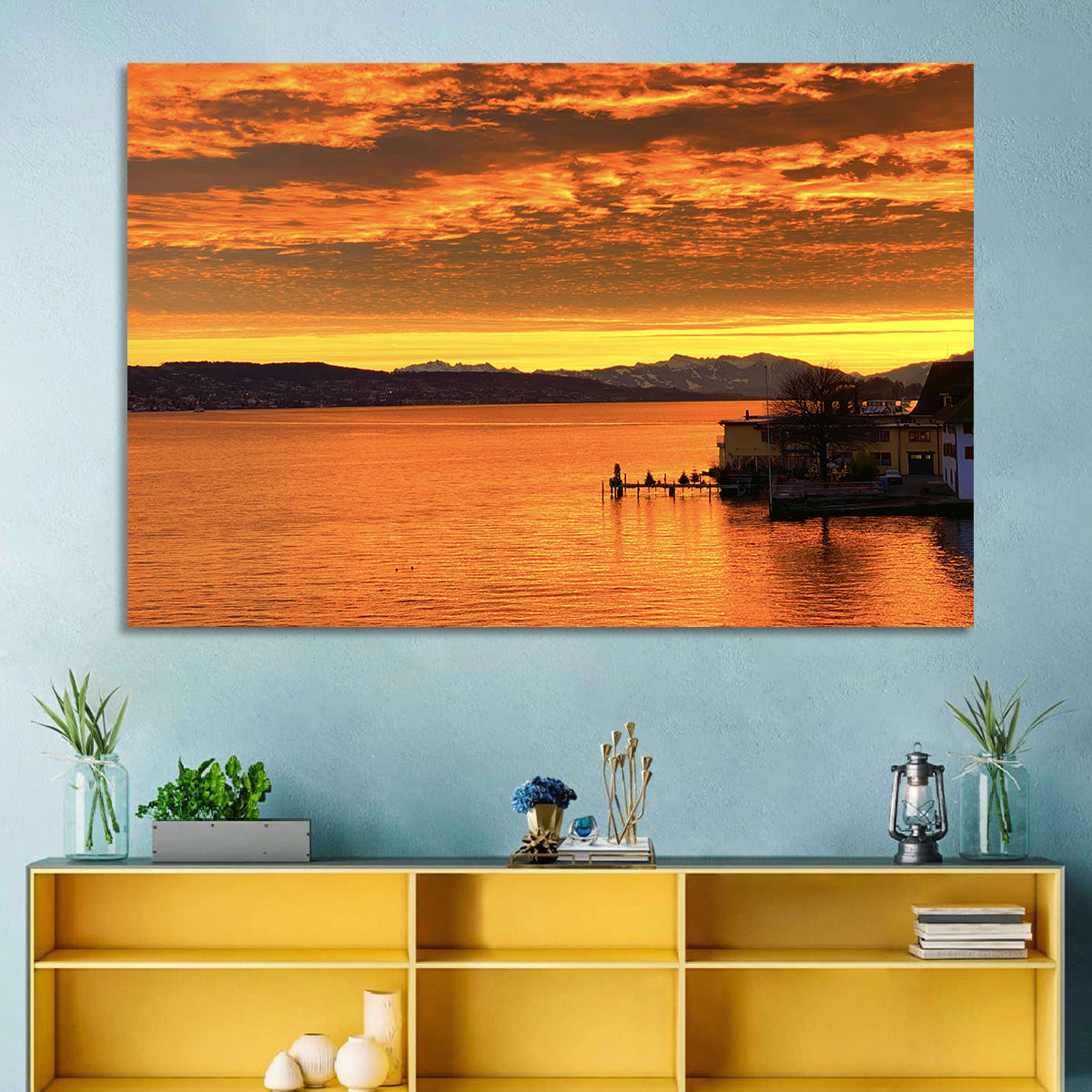 Lake Zurich Golden Sunset Wall Art
