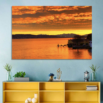 Lake Zurich Golden Sunset Wall Art