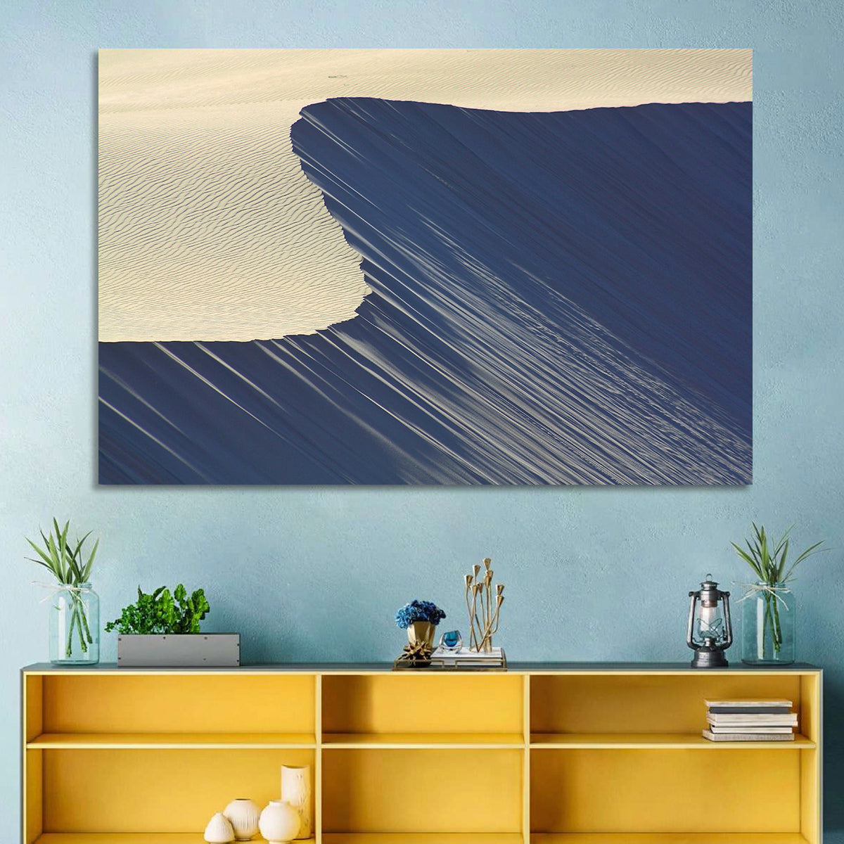 Minimalist Sand Dunes in Late Light Wall Art in a room, landscape