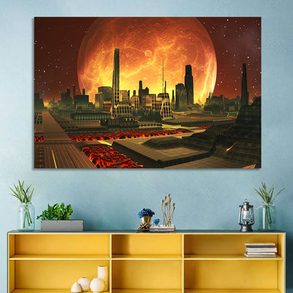 Futuristic Aliens City Wall Art