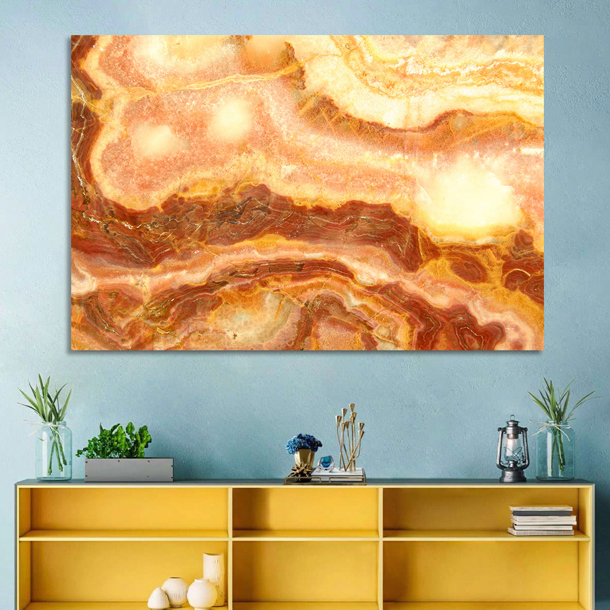 Golden Agate Stone Abstract Wall Art