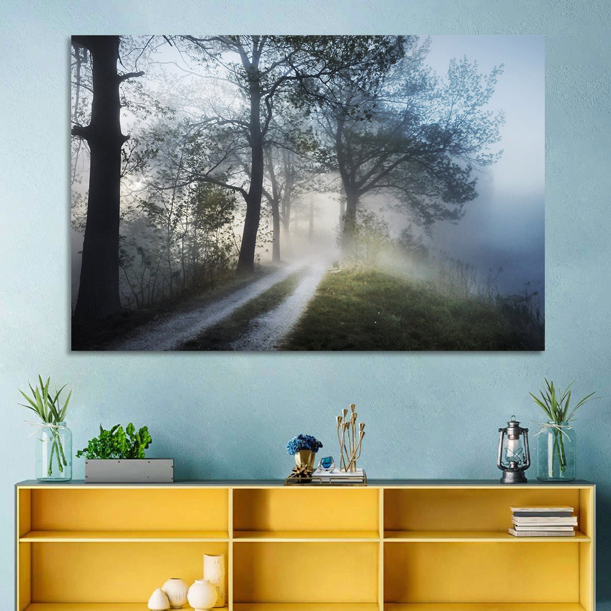 Foggy Forest Path Wall Art