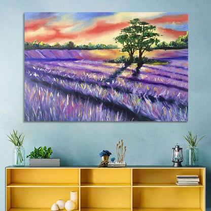 Lavender Field Sunset Wall Art