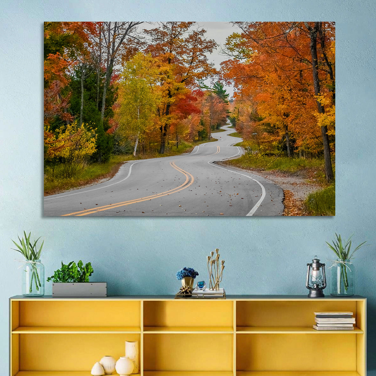 Winding Autumn Highway Wall Art