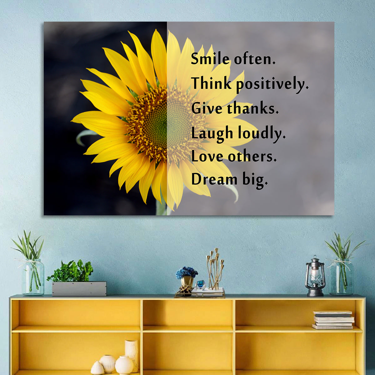 Sunflower Smile Typography Wall Art