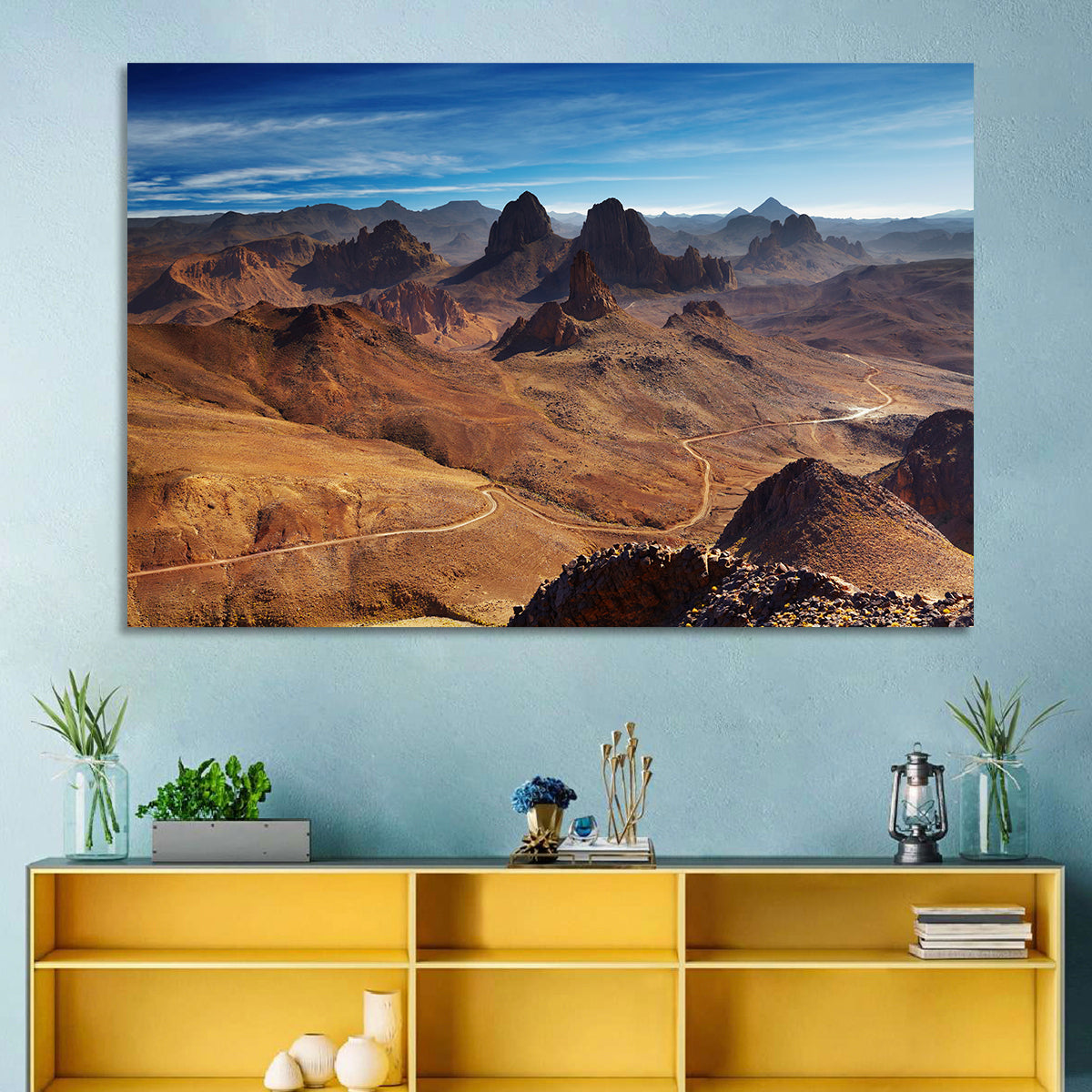 Hoggar Mountain Road Wall Art in a room, landscape
