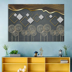 Gray and Gold Dandelion Wall Art