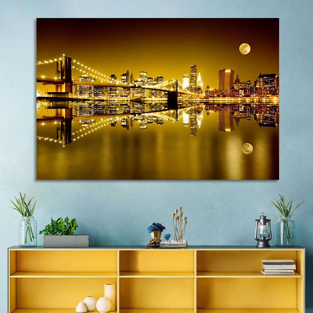 Brooklyn Bridge Moonlit Reflection Wall Art