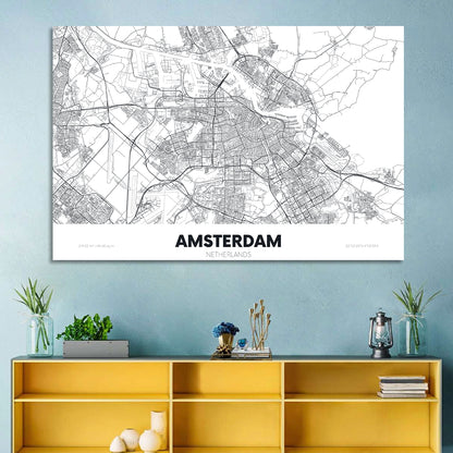 Amsterdam City Map Wall Art