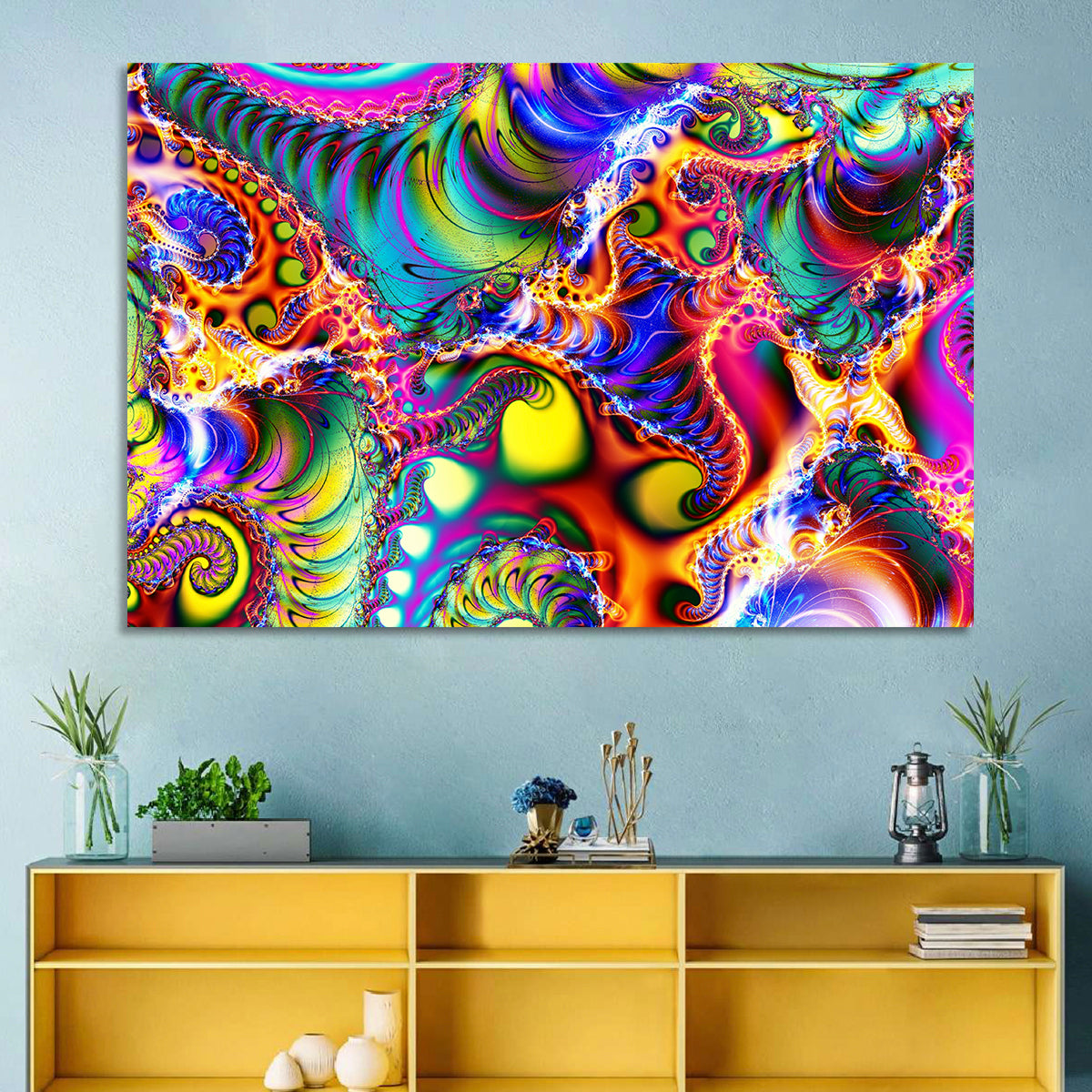 Chromatic Fractal Swirls Wall Art