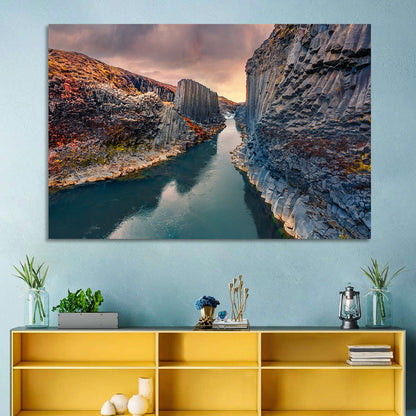 Studlagil Canyon at Sunset Wall Art