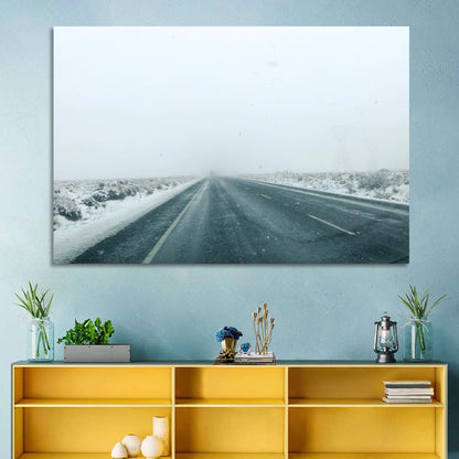 Foggy Winter Mountain Road Wall Art