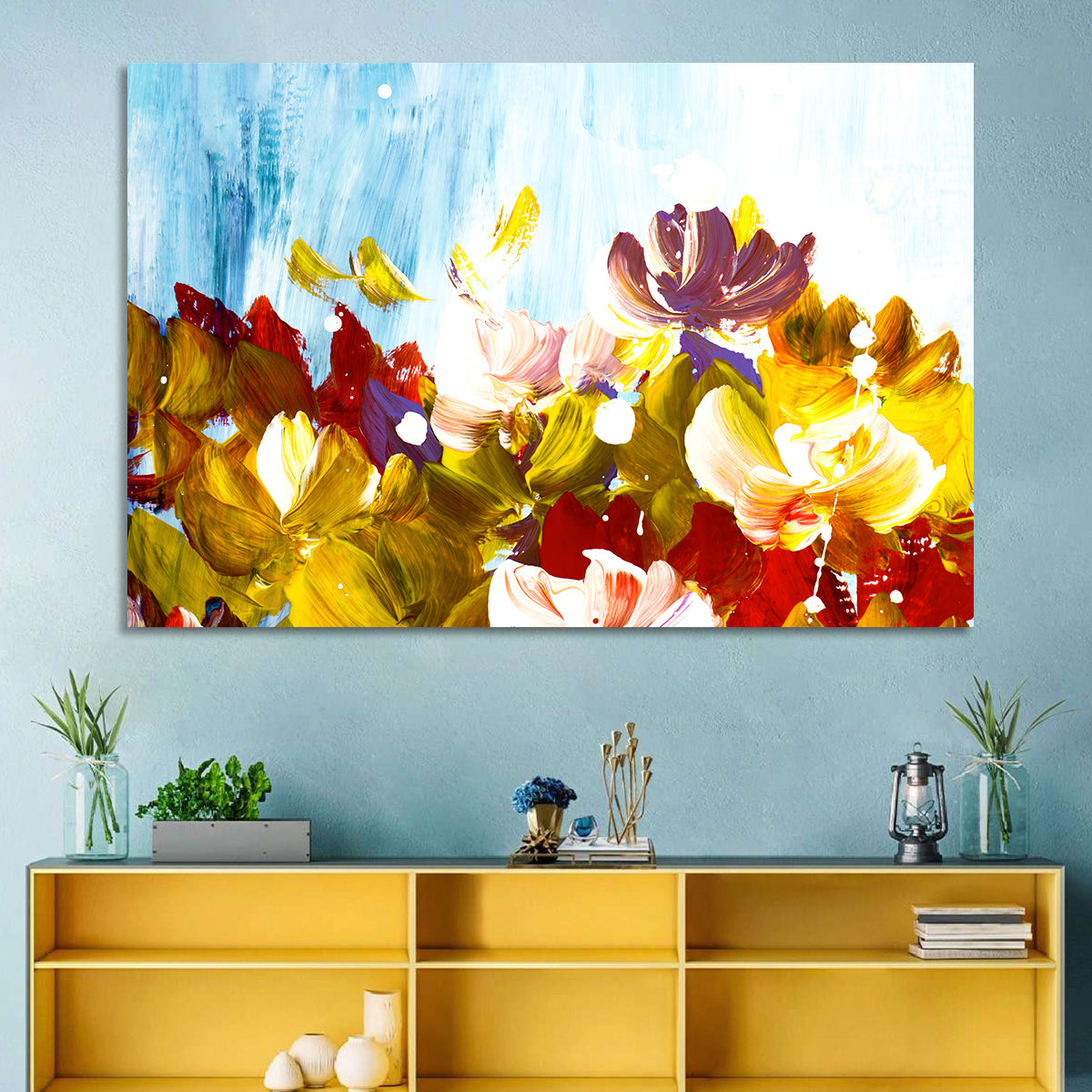 Impasto Floral Garden Wall Art in a room, landscape