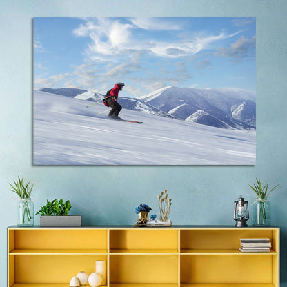 Skier on Snowy Mountain Slope Wall Art