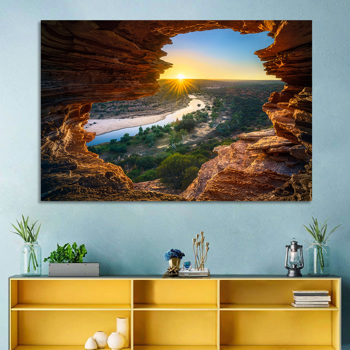 Nature's Window Sunrise, Kalbarri Wall Art in a room, landscape