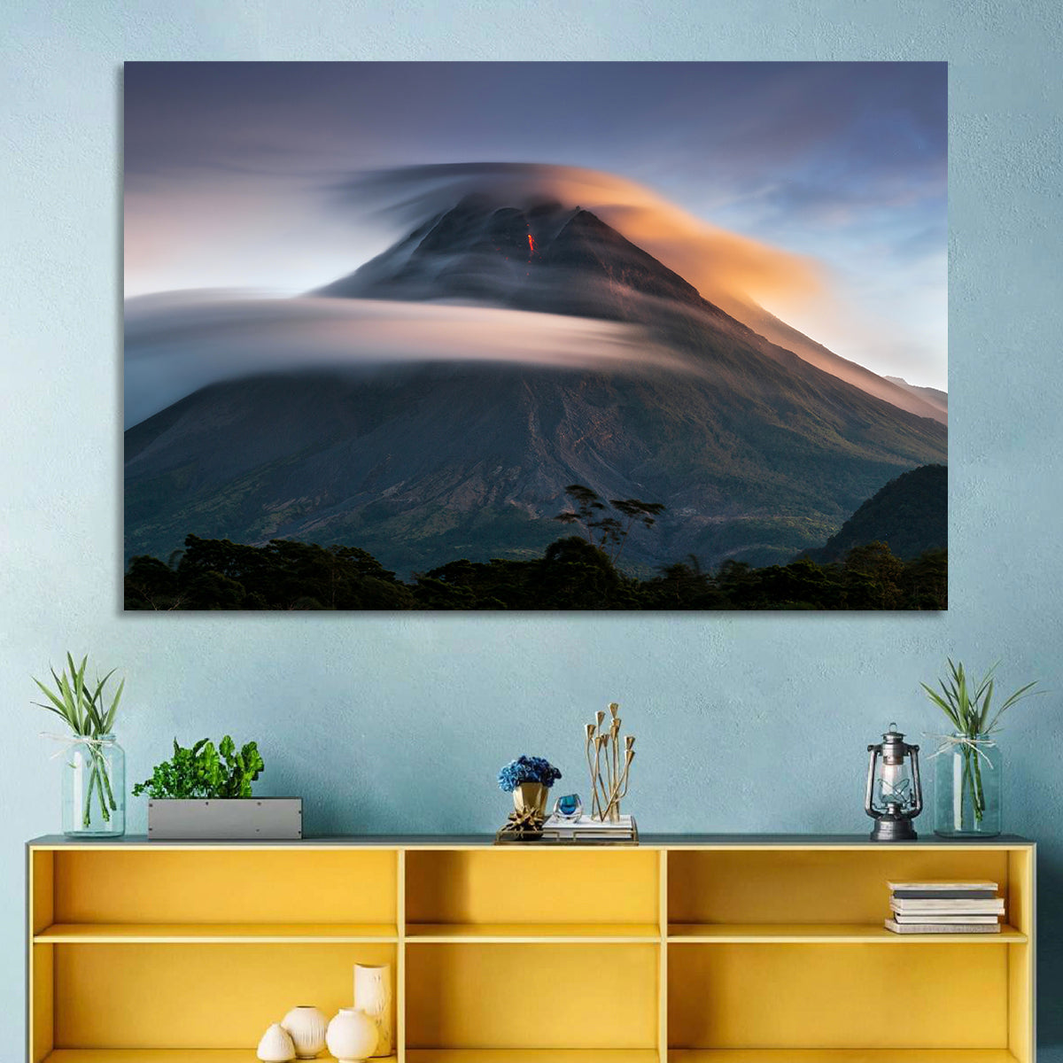 Mount Merapi at Dusk Wall Art