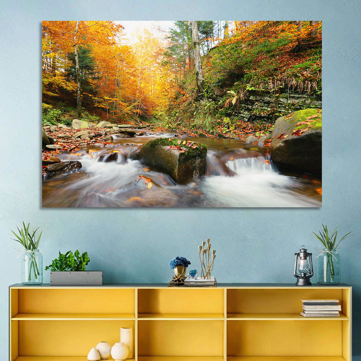 Forest Stream in Autumn Wall Art
