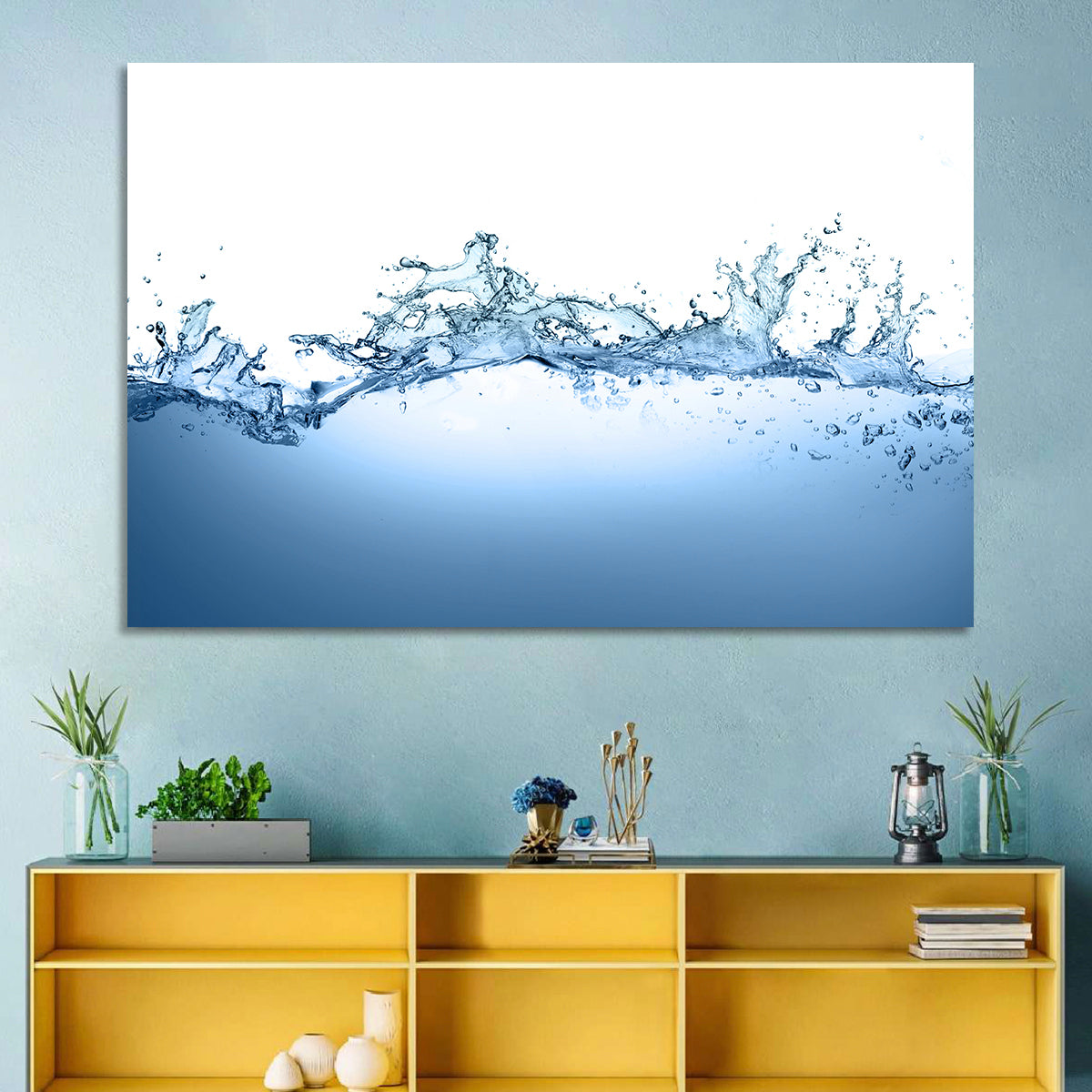 Fresh Water Splash Wall Art in a room, landscape