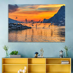 Lake Garda Sunset Birds Wall Art