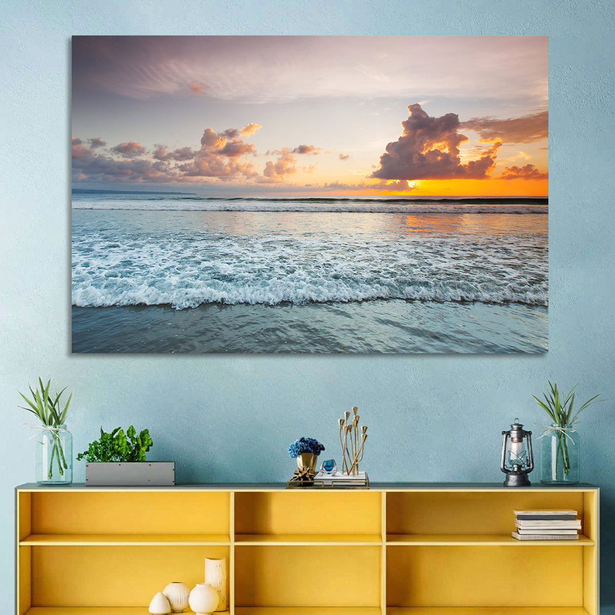 Golden Hour Beach Sunset Surf Wall Art