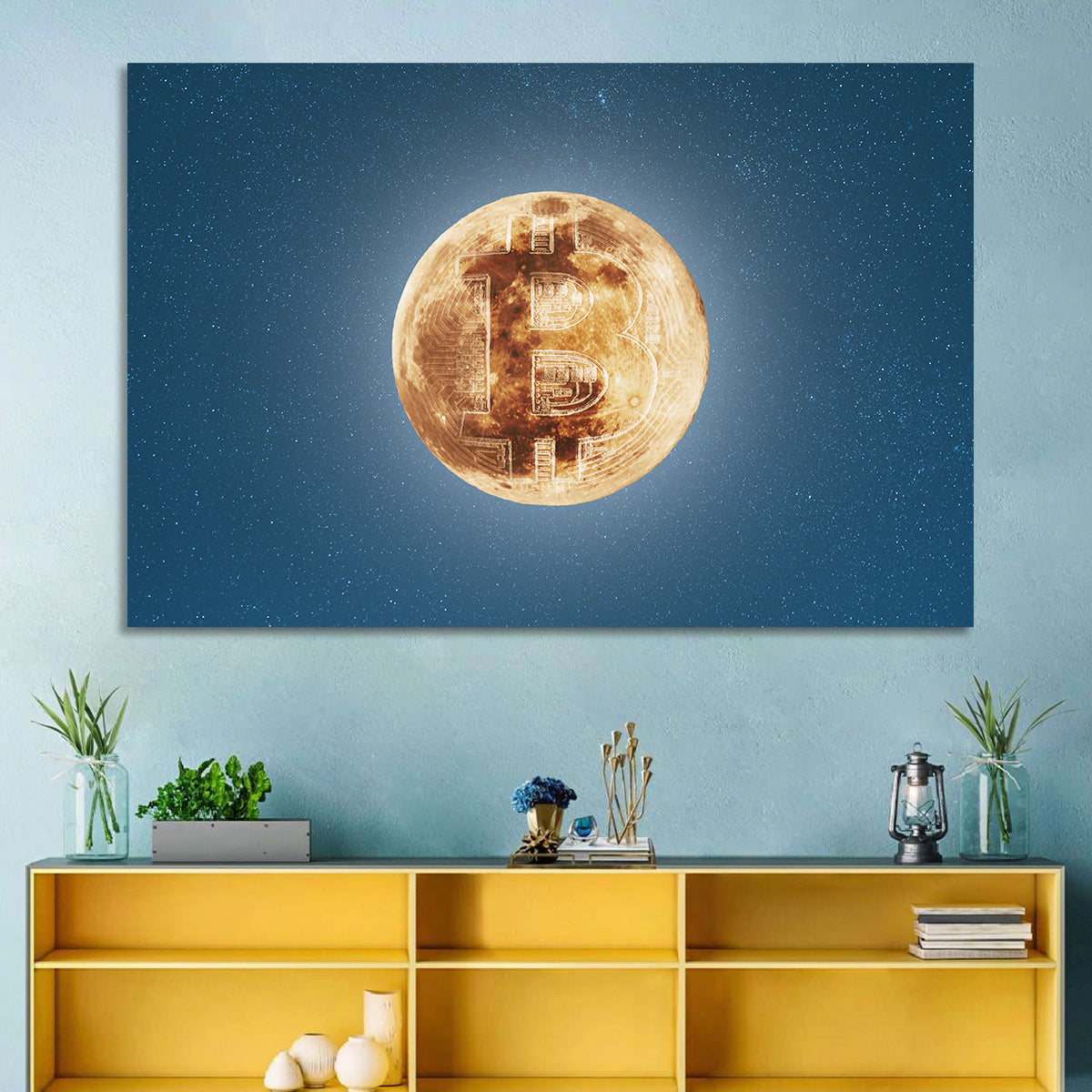 Bitcoin Circuit Moon Wall Art