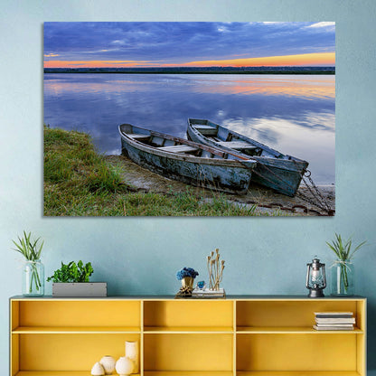 Chained Rowboats at Dusk Wall Art