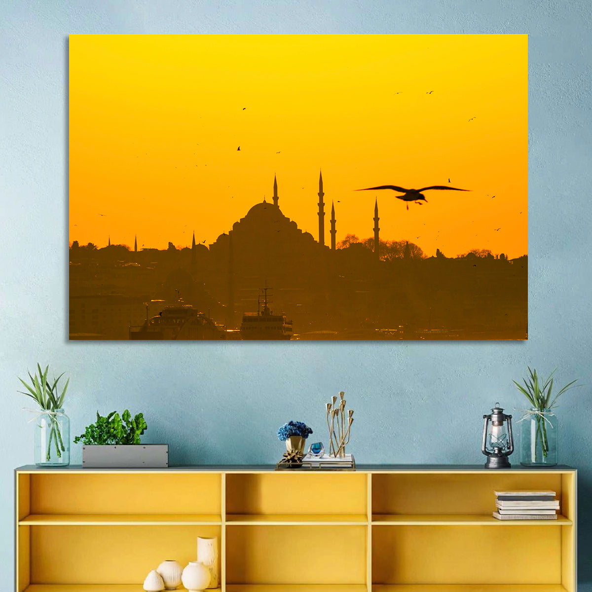 Süleymaniye Mosque Golden Hour Silhouette Wall Art