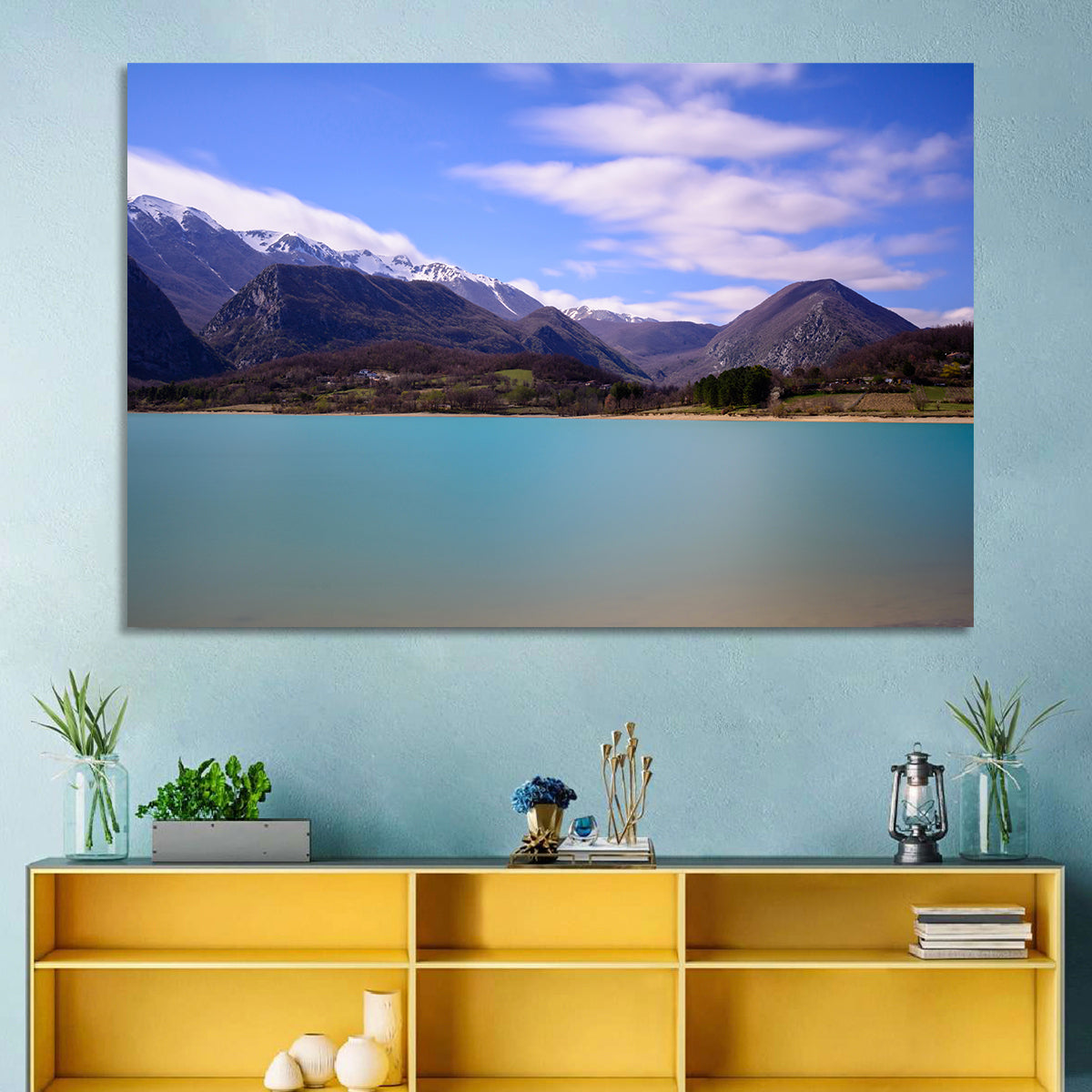 Castel San Vincenzo Lake Wall Art in a room, landscape