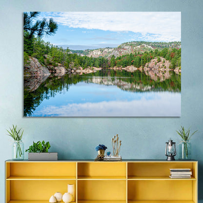 Mirror-quiet Lake and Pines Wall Art