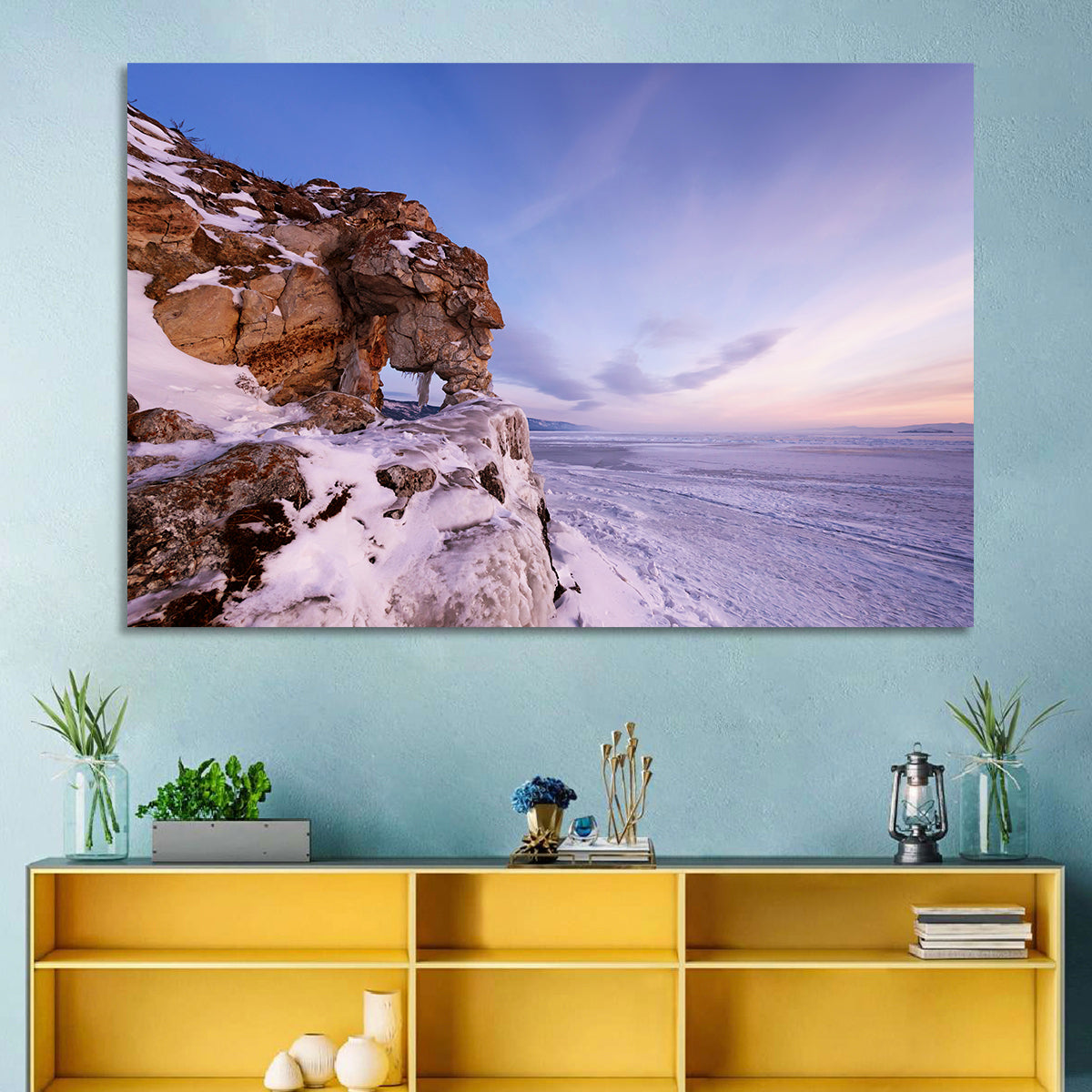 Lake Baikal Rock Arch at Winter Twilight Wall Art