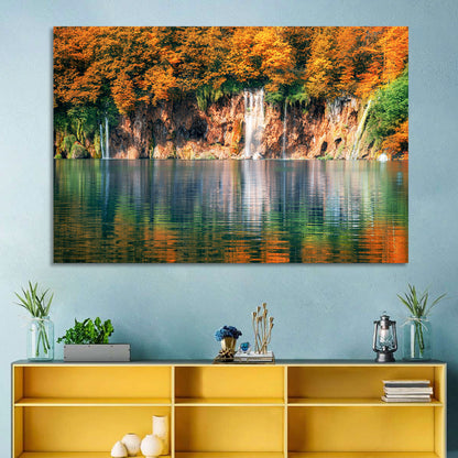 Autumn Reflections at Plitvice Lakes Wall Art