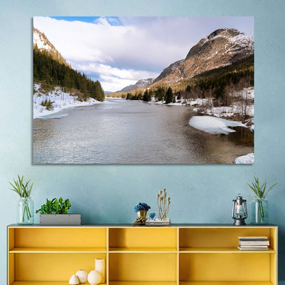 Grungevatn Winter River and Lake Wall Art