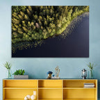 Aerial Lake with Red Boat Wall Art