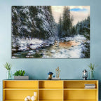 Winter Creek in Snowy Pines Wall Art