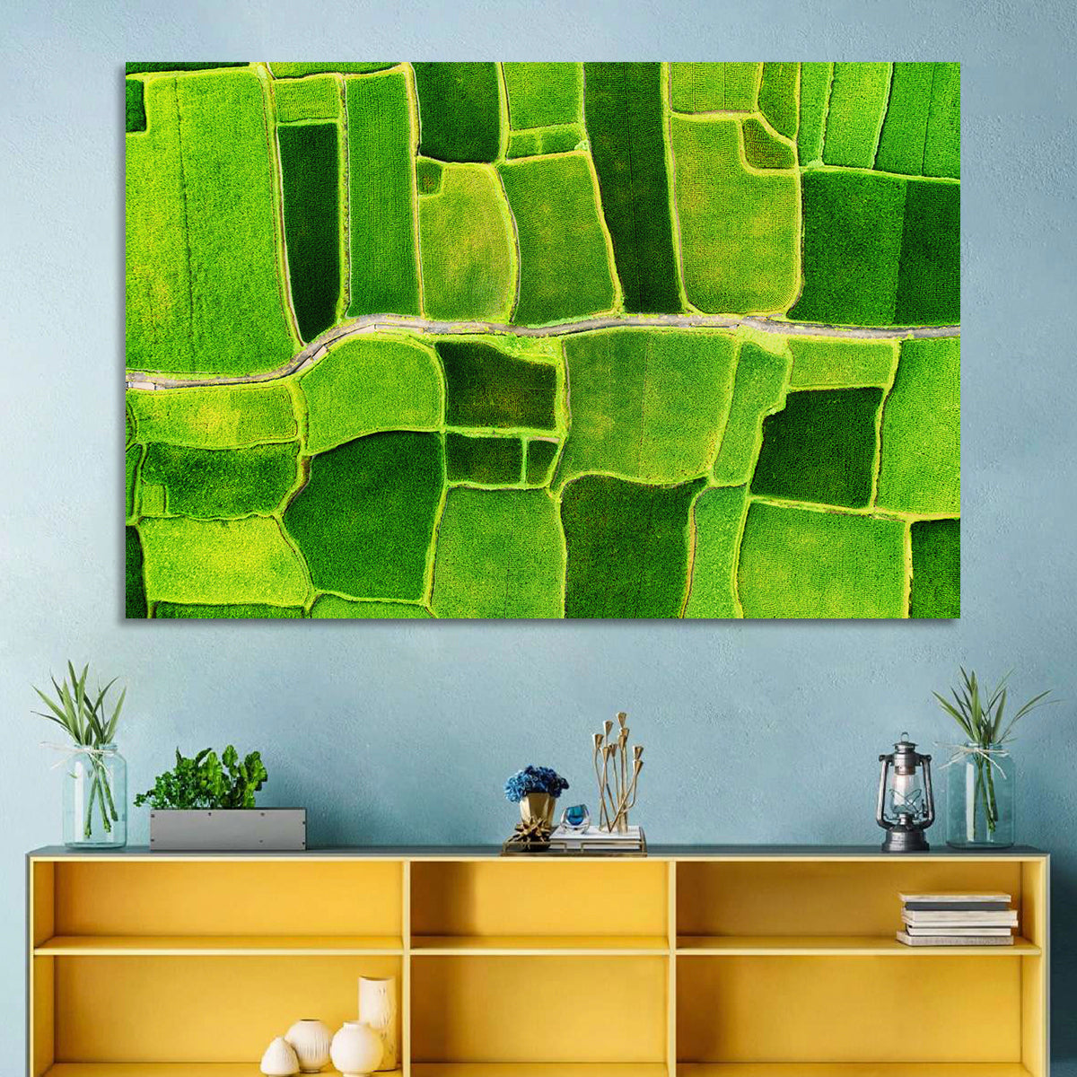 Verdant Rice Terrace Grid Wall Art