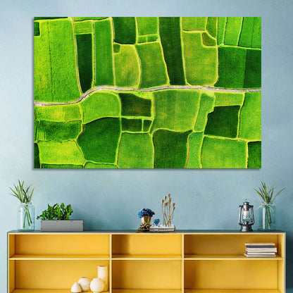 Verdant Rice Terrace Grid Wall Art