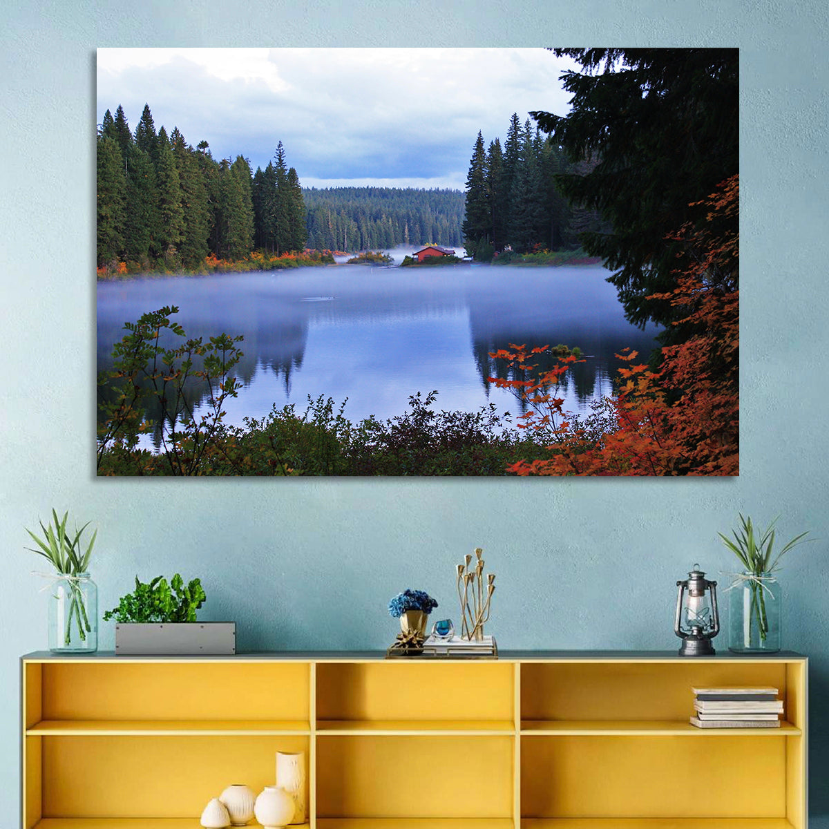 Lynn County Lake Cabin Reflection Wall Art