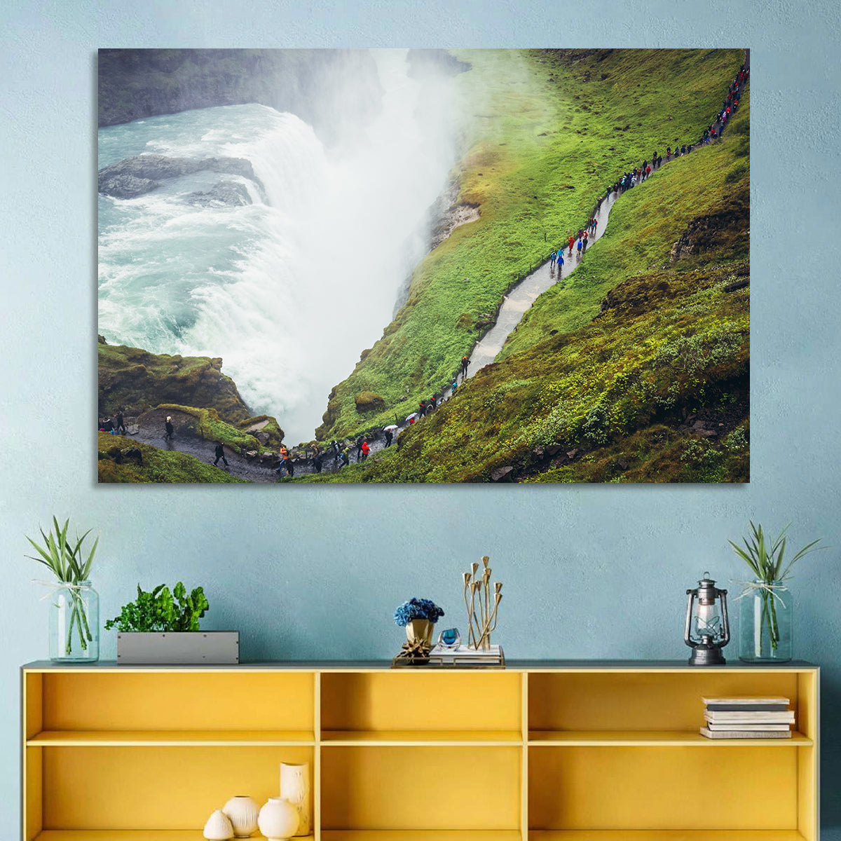 Misty Path at Gullfoss Waterfall Wall Art