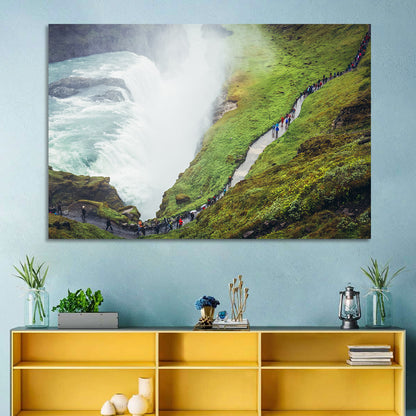 Misty Path at Gullfoss Waterfall Wall Art