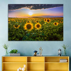 Sunflower Field at Golden Hour Wall Art