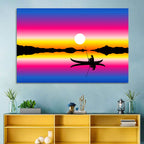Fisherman Silhouette at Sunset Wall Art
