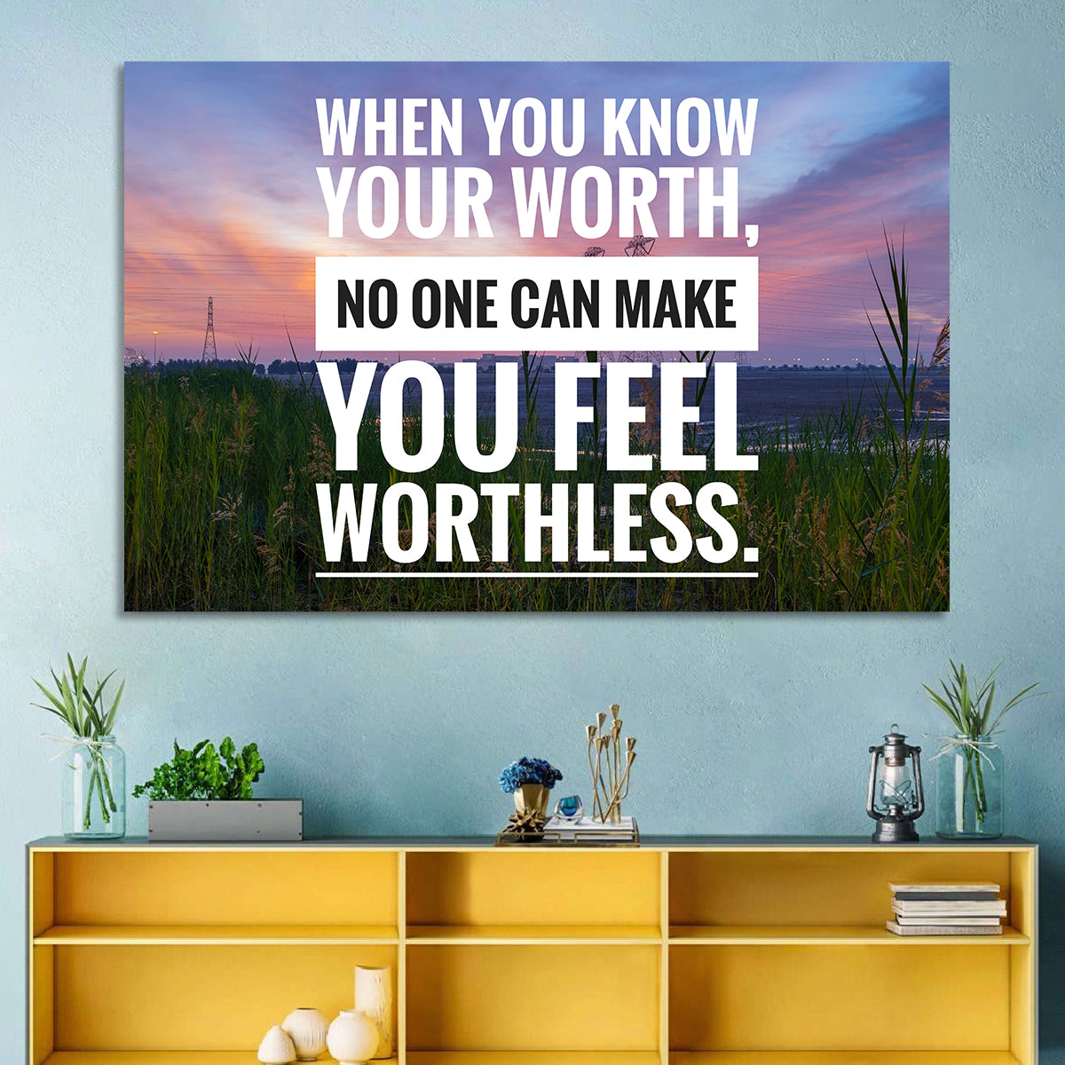 When You Know Your Worth, Golden Hour Wall Art in a room, landscape