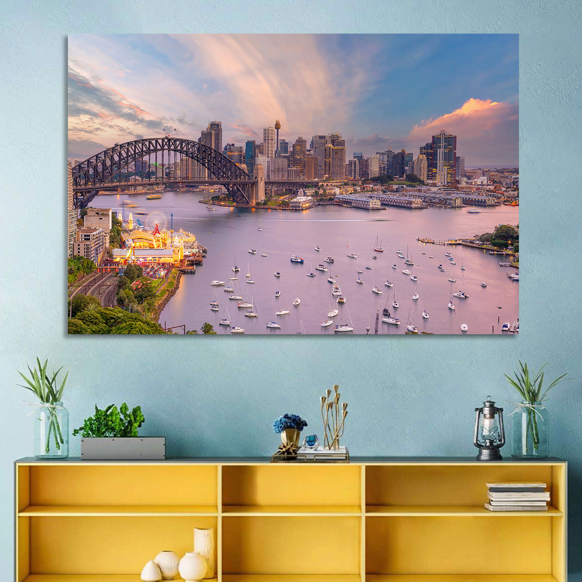 Sydney Harbour Bridge at Golden Twilight Wall Art